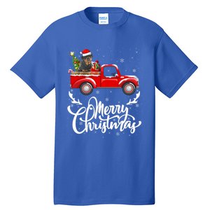 Xmas Tree Rottweiler Dog Riding Red Truck Merry Christmas Cool Gift Tall T-Shirt