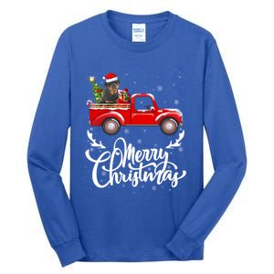 Xmas Tree Rottweiler Dog Riding Red Truck Merry Christmas Cool Gift Tall Long Sleeve T-Shirt