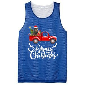 Xmas Tree Rottweiler Dog Riding Red Truck Merry Christmas Cool Gift Mesh Reversible Basketball Jersey Tank