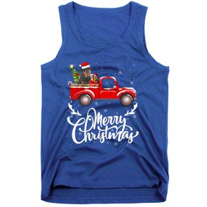 Xmas Tree Rottweiler Dog Riding Red Truck Merry Christmas Cool Gift Tank Top