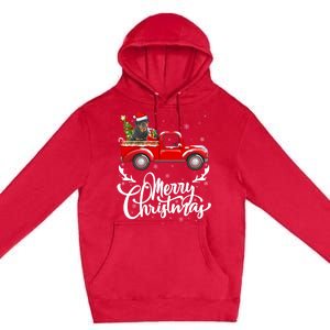 Xmas Tree Rottweiler Dog Riding Red Truck Merry Christmas Cool Gift Premium Pullover Hoodie