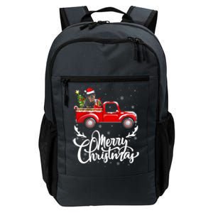 Xmas Tree Rottweiler Dog Riding Red Truck Merry Christmas Cool Gift Daily Commute Backpack