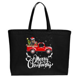 Xmas Tree Rottweiler Dog Riding Red Truck Merry Christmas Cool Gift Cotton Canvas Jumbo Tote