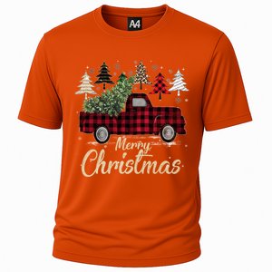 Xmas Trees Red Truck Buffalo Plaid Gift Cooling Performance Crew T-Shirt