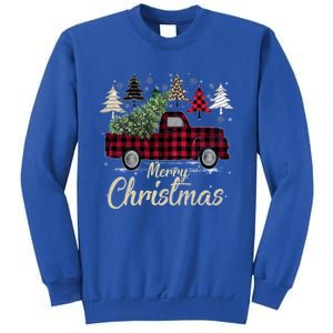 Xmas Trees Red Truck Buffalo Plaid Gift Sweatshirt