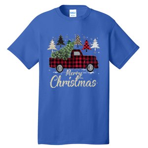 Xmas Trees Red Truck Buffalo Plaid Gift Tall T-Shirt