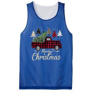 Xmas Trees Red Truck Buffalo Plaid Gift Mesh Reversible Basketball Jersey Tank