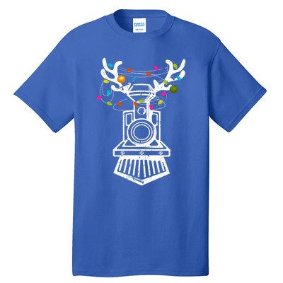 Xmas Train Reindeer Christmas Railroad Gift Tall T-Shirt