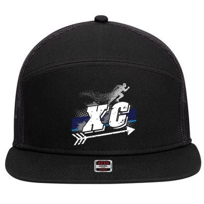 Xc Trail Runner Coaches Trainers Team Running Distance Meaningful Gift 7 Panel Mesh Trucker Snapback Hat