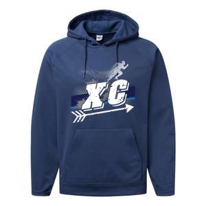 Xc Trail Runner Coaches Trainers Team Running Distance Meaningful Gift Performance Fleece Hoodie