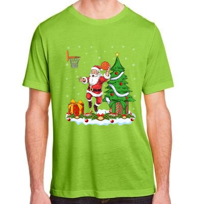 Xmas Tree Santa Playing Basketball Christmas Gift Adult ChromaSoft Performance T-Shirt