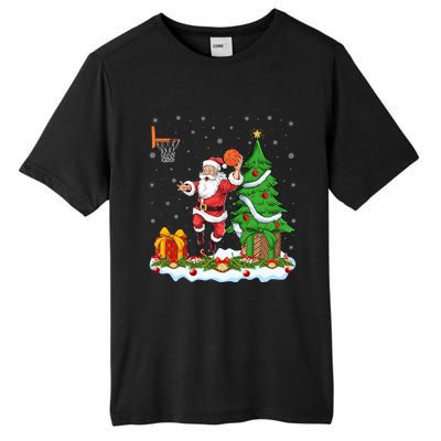 Xmas Tree Santa Playing Basketball Christmas Gift Tall Fusion ChromaSoft Performance T-Shirt