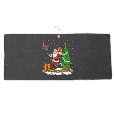 Xmas Tree Santa Playing Basketball Christmas Gift Large Microfiber Waffle Golf Towel