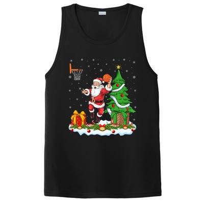 Xmas Tree Santa Playing Basketball Christmas Gift PosiCharge Competitor Tank