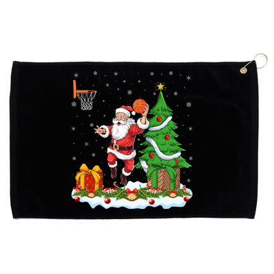 Xmas Tree Santa Playing Basketball Christmas Gift Grommeted Golf Towel