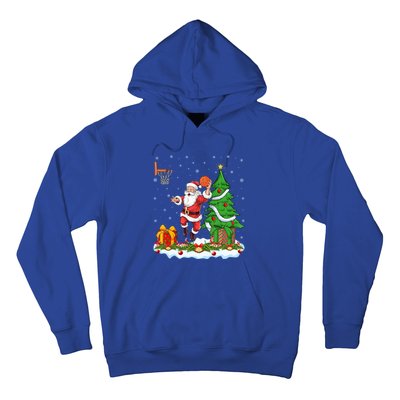 Xmas Tree Santa Playing Basketball Christmas Gift Hoodie