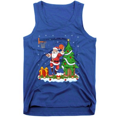 Xmas Tree Santa Playing Basketball Christmas Gift Tank Top