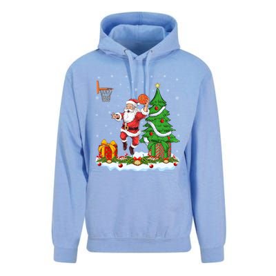 Xmas Tree Santa Playing Basketball Christmas Gift Unisex Surf Hoodie