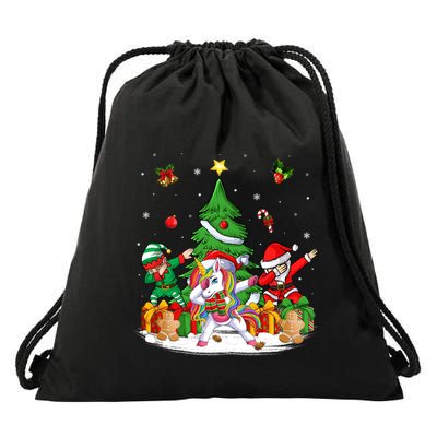 Xmas Tree Santa Claus Elf Unicorn Dabbing Christmas Meaningful Gift Drawstring Bag