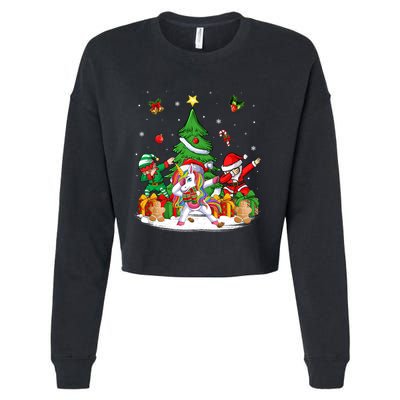 Xmas Tree Santa Claus Elf Unicorn Dabbing Christmas Meaningful Gift Cropped Pullover Crew