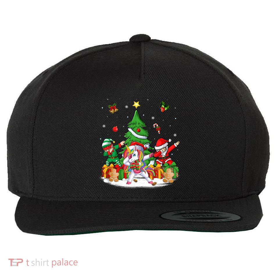 Xmas Tree Santa Claus Elf Unicorn Dabbing Christmas Meaningful Gift Wool Snapback Cap