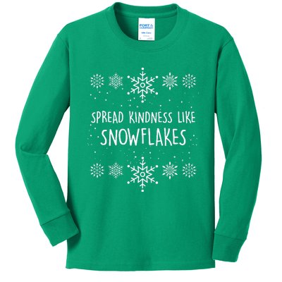 Xmas Themed Spread Kindness Like Snowflakes Merry Christmas Kids Long Sleeve Shirt