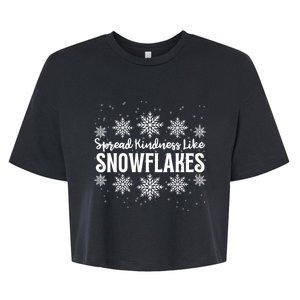 Xmas Themed Spread Kindness Like Snowflakes Merry Christmas Bella+Canvas Jersey Crop Tee