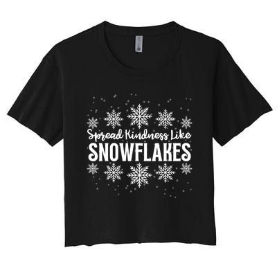 Xmas Themed Spread Kindness Like Snowflakes Merry Christmas Women's Crop Top Tee