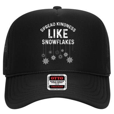 Xmas Themed Spread Kindness Like Snowflakes Merry Christmas High Crown Mesh Back Trucker Hat