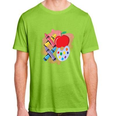 Xoxo Crayon Teacher Student 100 Days Of School Adult ChromaSoft Performance T-Shirt