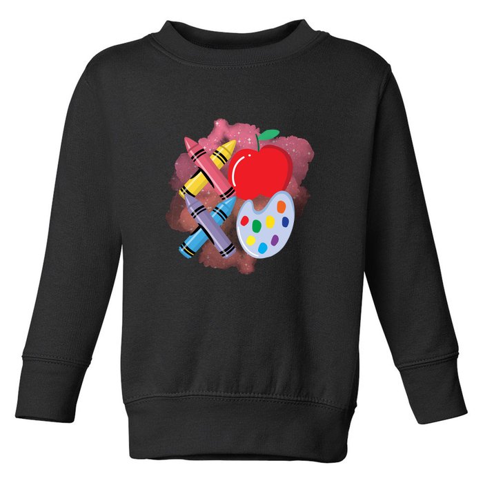 Xoxo Crayon Teacher Student 100 Days Of School Toddler Sweatshirt