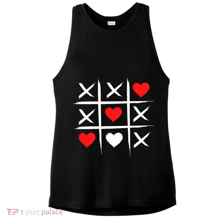 XOXO Tic Tac Toe Heart Valentines Day Ladies PosiCharge Tri-Blend Wicking Tank