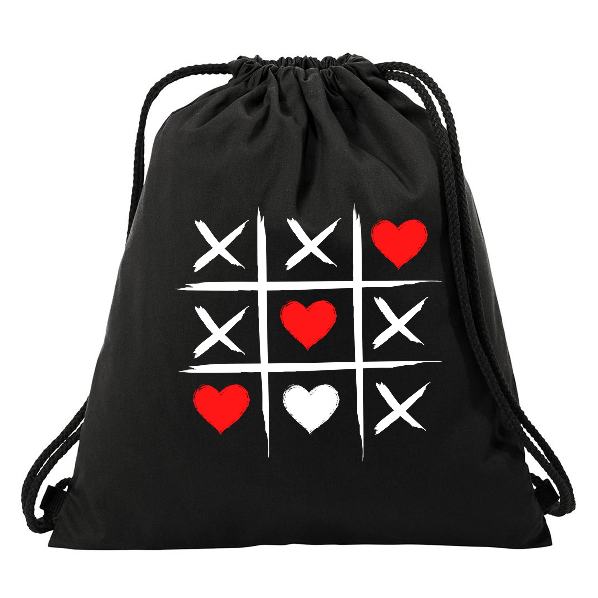 XOXO Tic Tac Toe Heart Valentines Day Drawstring Bag