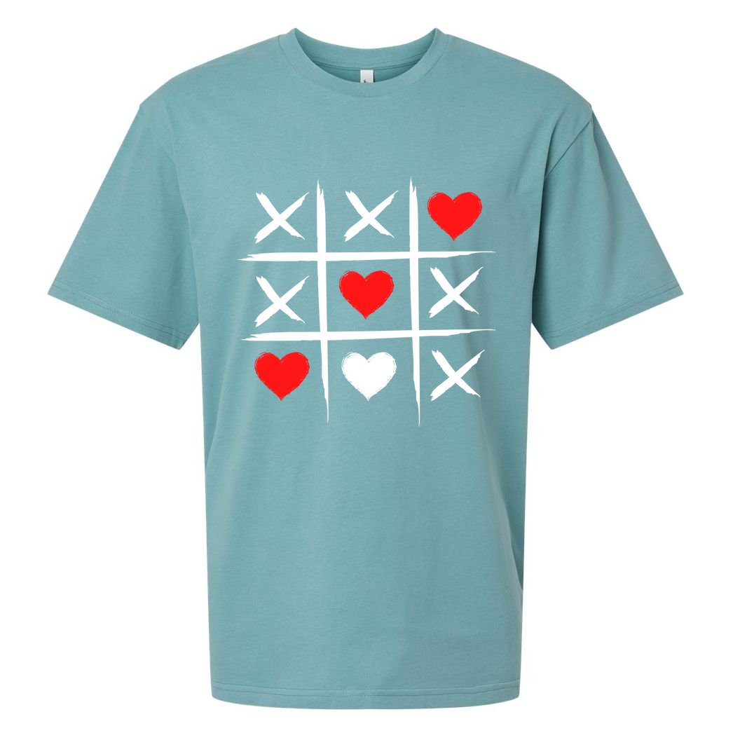 XOXO Tic Tac Toe Heart Valentines Day Sueded Cloud Jersey T-Shirt