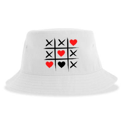 XOXO Tic Tac Toe Heart Valentines Day Sustainable Bucket Hat