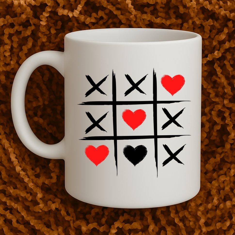 XOXO Tic Tac Toe Heart Valentines Day Mug