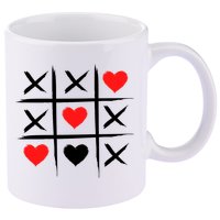 XOXO Tic Tac Toe Heart Valentines Day 11oz C Handle Ceramic Mug