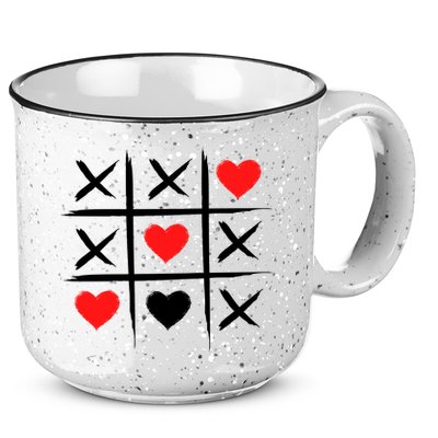 XOXO Tic Tac Toe Heart Valentines Day 15oz Campfire Ceramic Mug