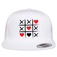 XOXO Tic Tac Toe Heart Valentines Day Flat Bill Trucker Hat