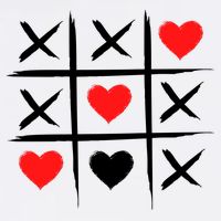 XOXO Tic Tac Toe Heart Valentines Day Flat Bill Trucker Hat