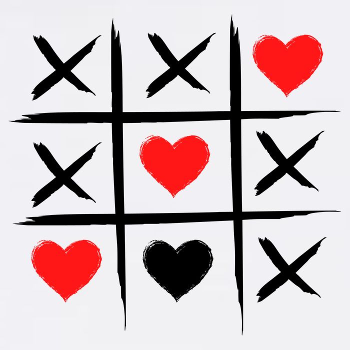 XOXO Tic Tac Toe Heart Valentines Day Flat Bill Trucker Hat