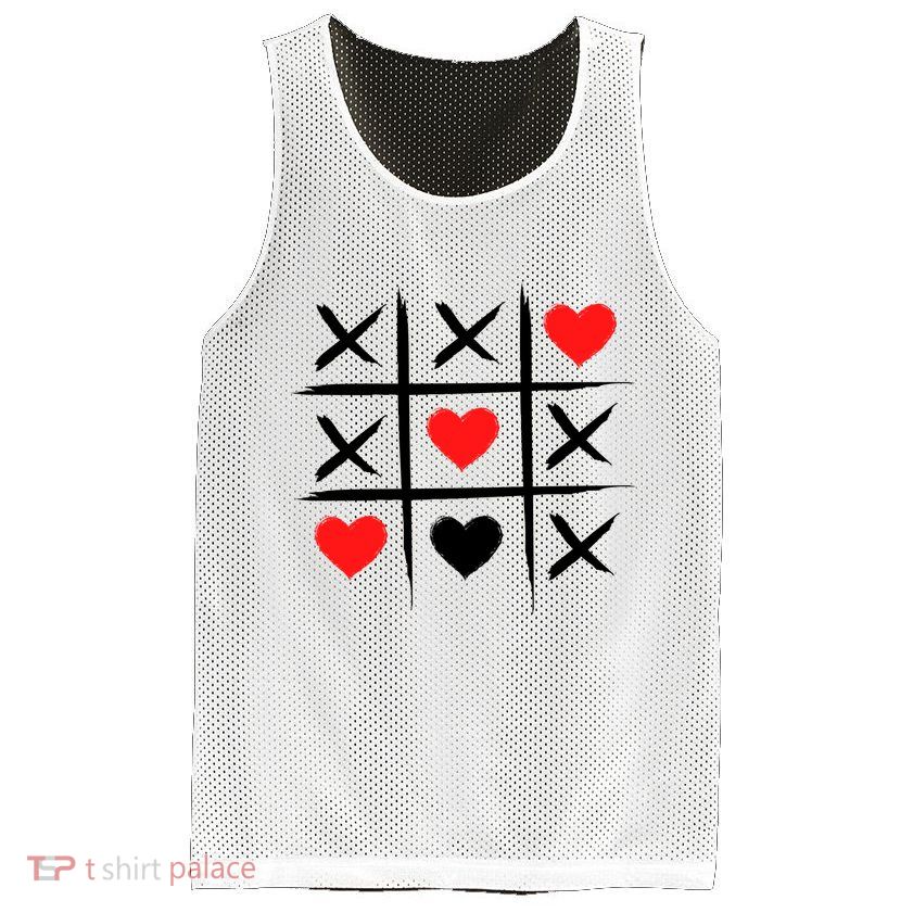 XOXO Tic Tac Toe Heart Valentines Day Mesh Reversible Basketball Jersey Tank