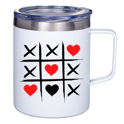 XOXO Tic Tac Toe Heart Valentines Day 12oz Stainless Steel Coffee Mug