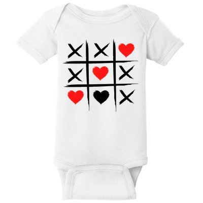 XOXO Tic Tac Toe Heart Valentines Day Baby Bodysuit