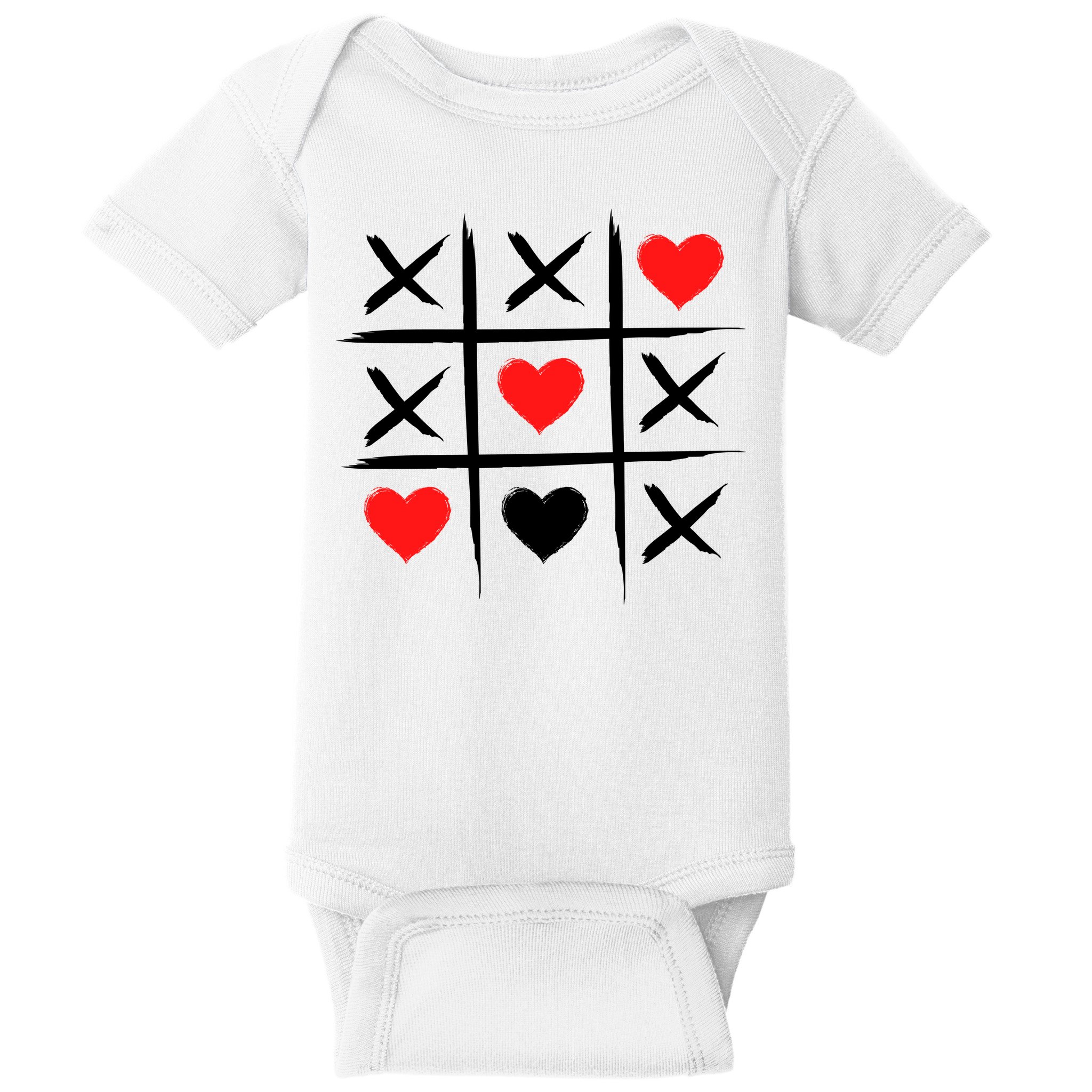 XOXO Tic Tac Toe Heart Valentines Day Baby Bodysuit