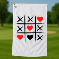 XOXO Tic Tac Toe Heart Valentines Day Golf Towel