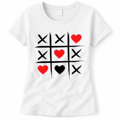 XOXO Tic Tac Toe Heart Valentines Day Womens T-Shirt