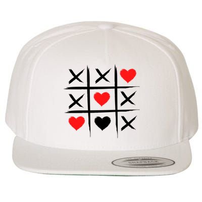 XOXO Tic Tac Toe Heart Valentines Day Wool Snapback Cap