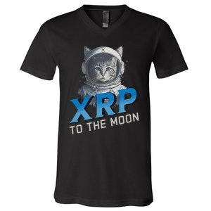 Xrp To The Moon Crypto Merchandise V-Neck T-Shirt