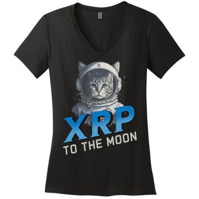 Xrp To The Moon Crypto Merchandise Women's V-Neck T-Shirt